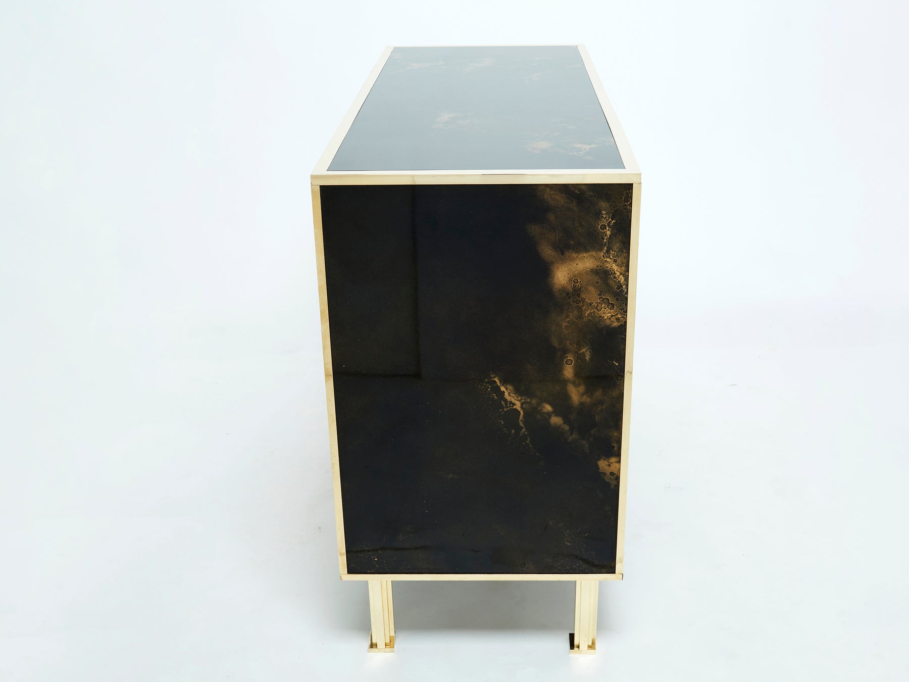 Rare golden lacquer and brass Maison Jansen chest of drawers 1970s