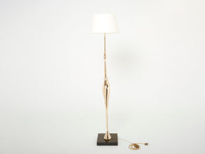 Signed René Broissand polished bronze lucite heron floor lamp 1970s