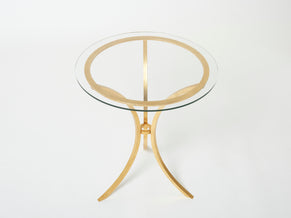 Roger Thibier gueridon table gilded wrought iron glass 1960s