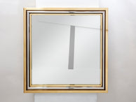 Romeo Rega for Metalarte Large Brass chrome square mirror 1970s