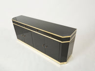Signed J.C. Mahey brass black lacquered sideboard 1970s