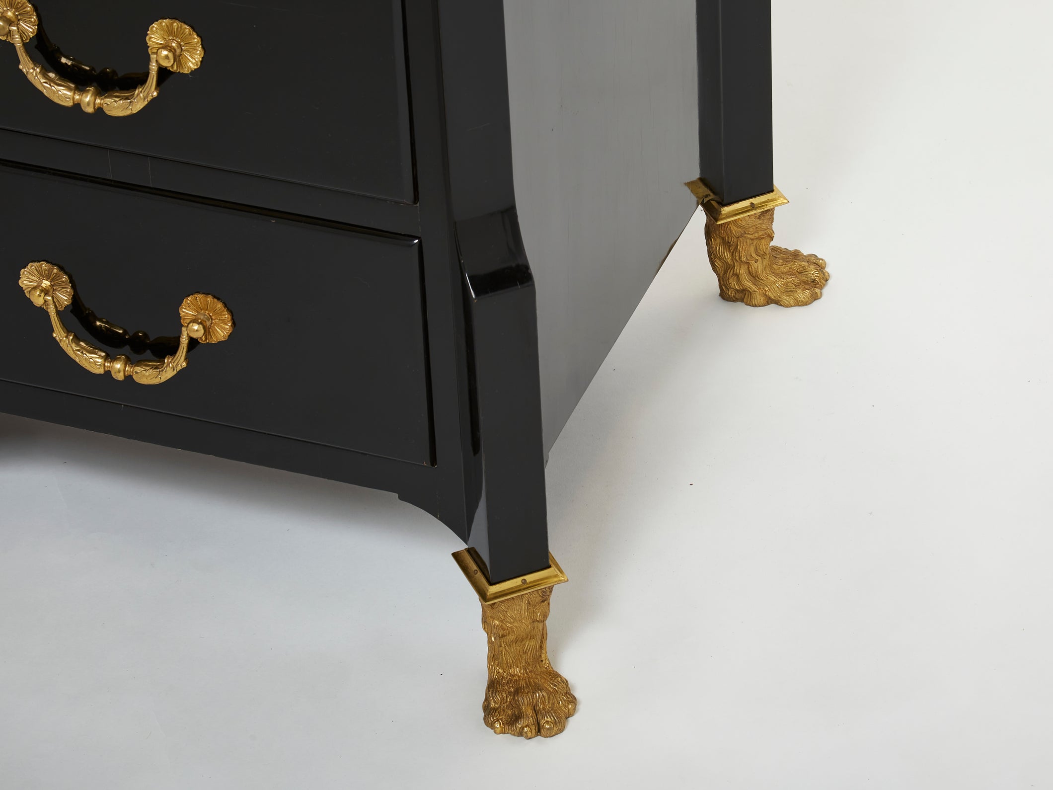 Stamped Maison Jansen ebonized bronze chest of drawers 1950s
