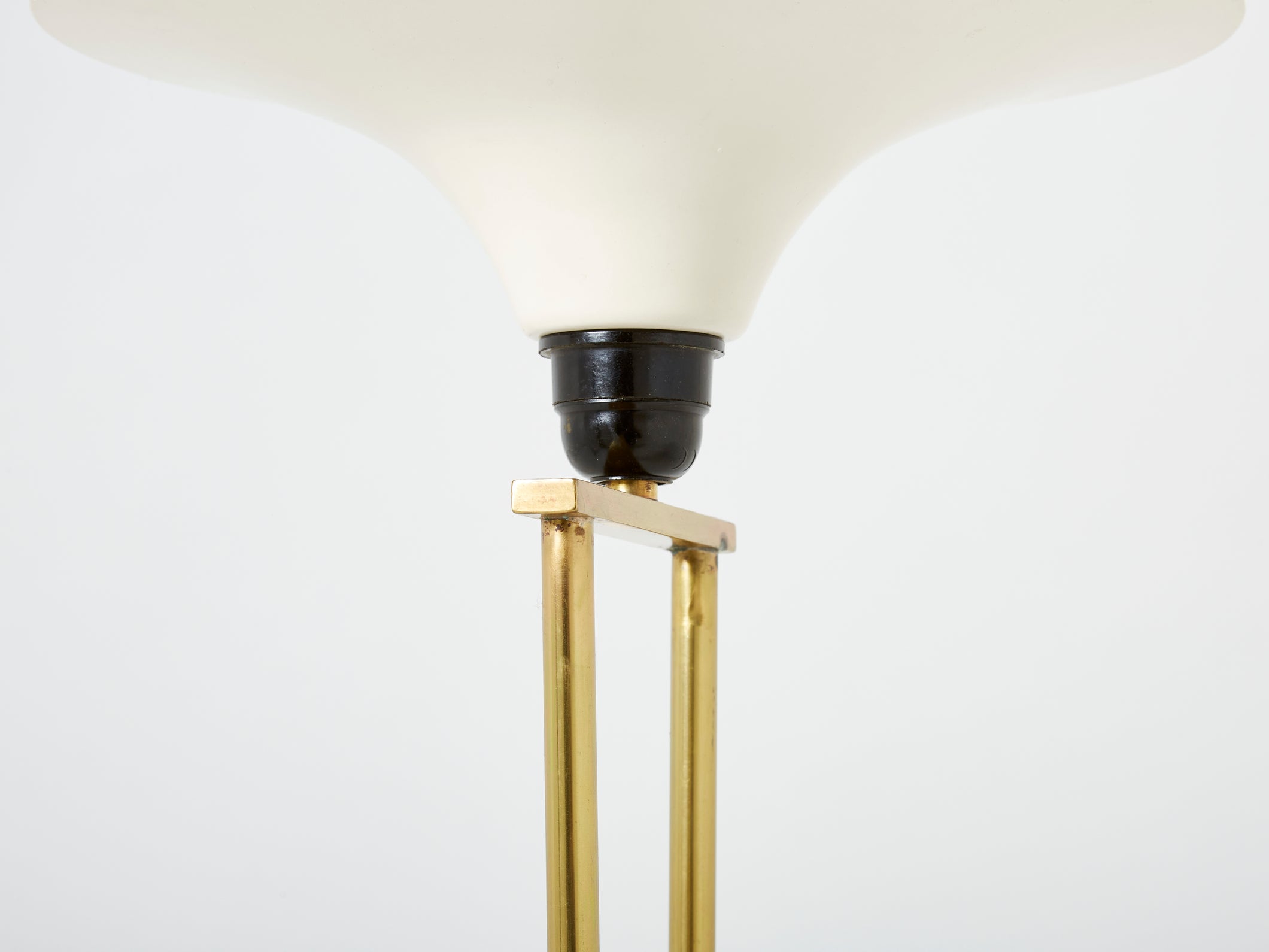 Stilnovo Italian brass and opaline floor lamp marble base 1960s