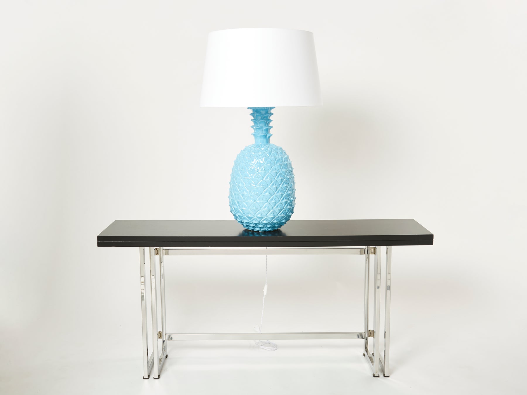 Tommaso Barbi XL blue pineapple ceramic table lamp 1970s