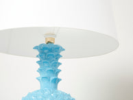 Grande lampe ananas céramique bleue par Tommaso Barbi 1970s 