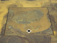Unique table basse laiton oxydé patiné d’Isabelle et Richard Faure 1970