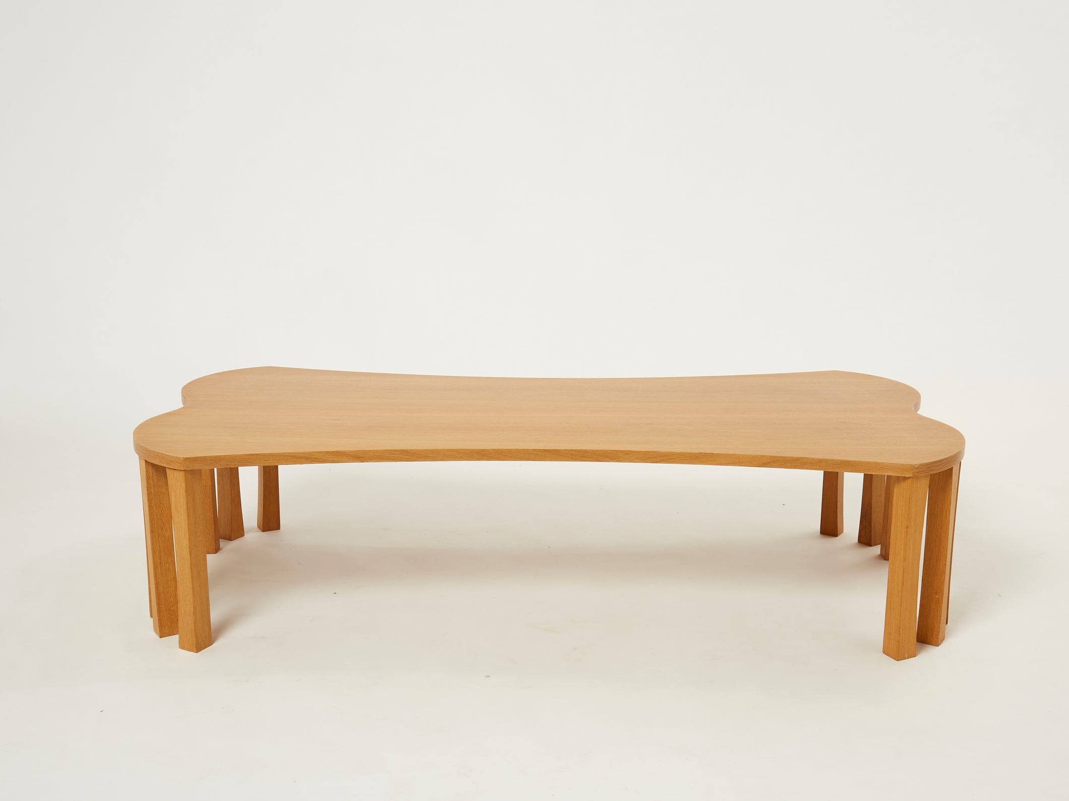 Unique Vincent Poujardieu free form oak wood coffee table 1992