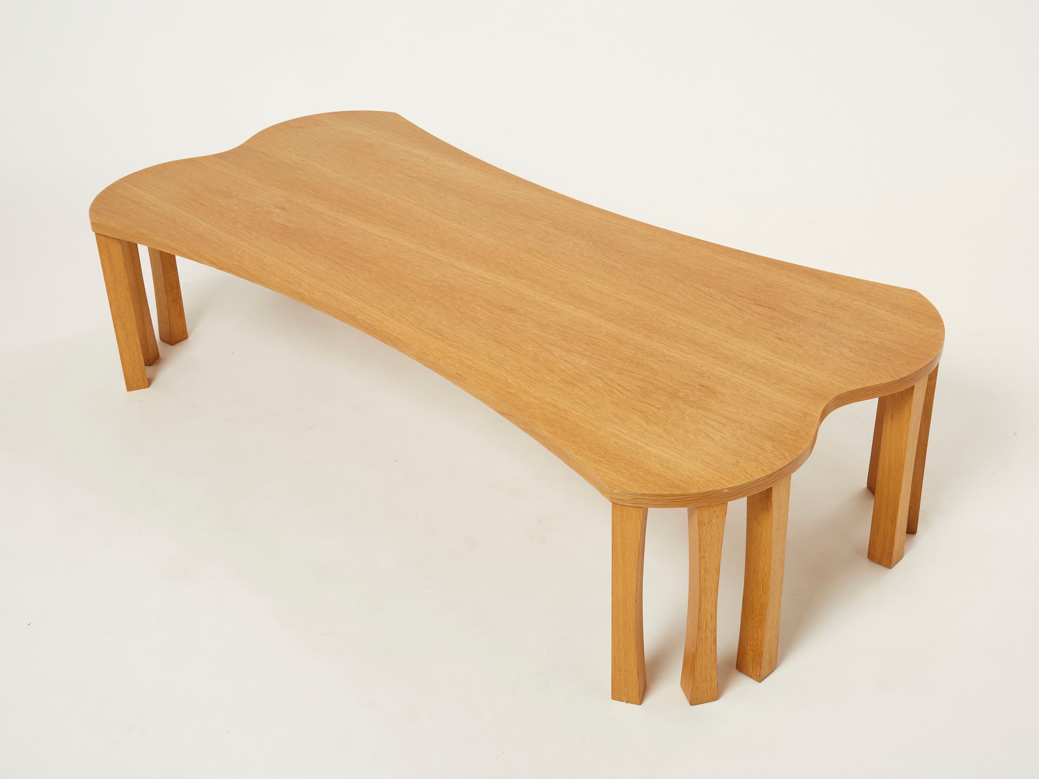 Unique Vincent Poujardieu free form oak wood coffee table 1992