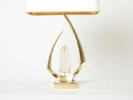 Pair of signed Willy Daro brass rock crystal table lamps 1970