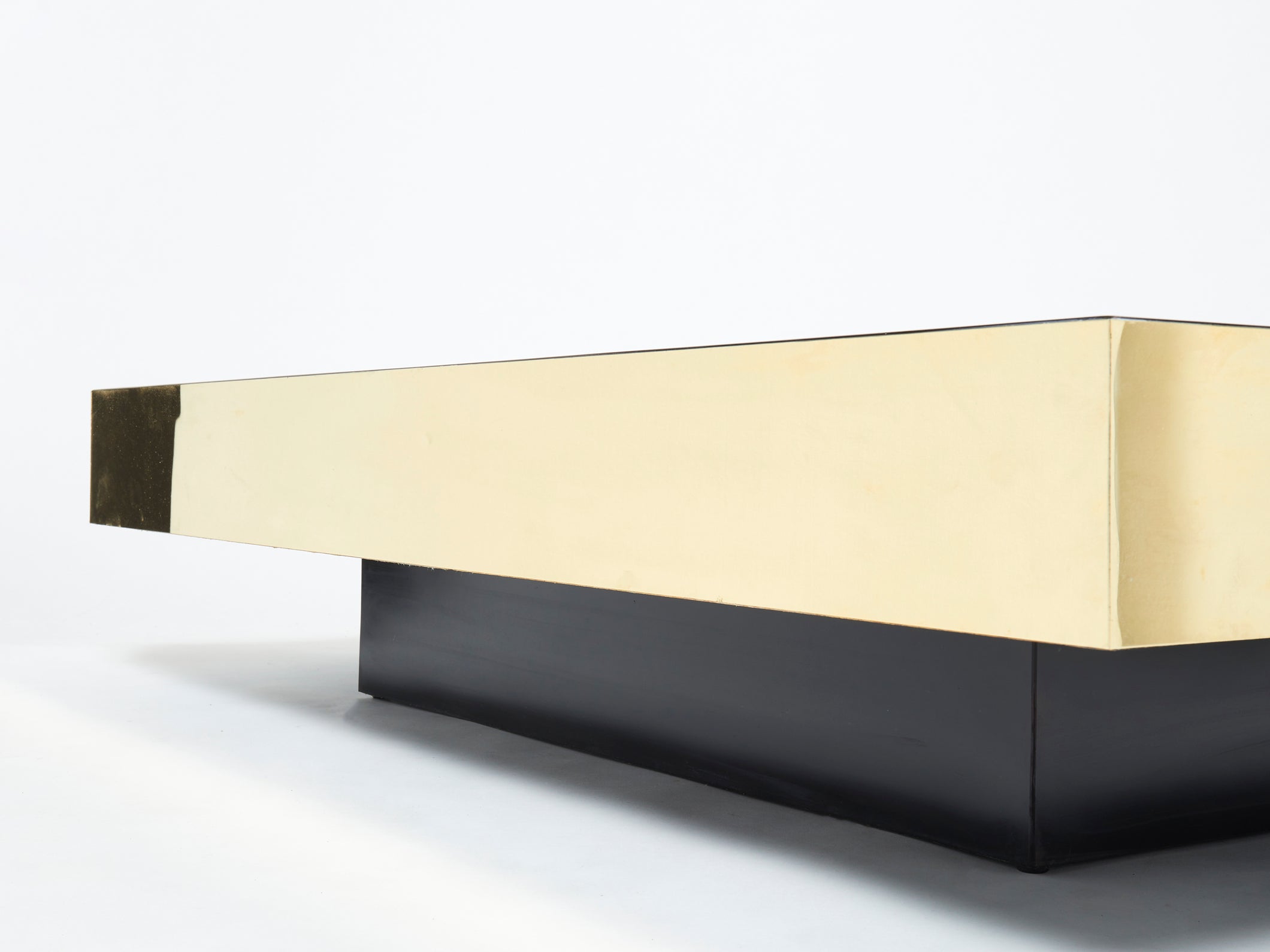 Willy Rizzo black lacquer and brass bar coffee table 1970s