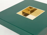 Grande table basse de Willy Rizzo laquée verte laiton 1970