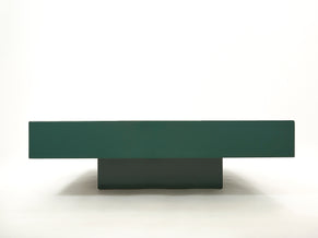 Willy Rizzo green lacquer and brass bar coffee table 1970s