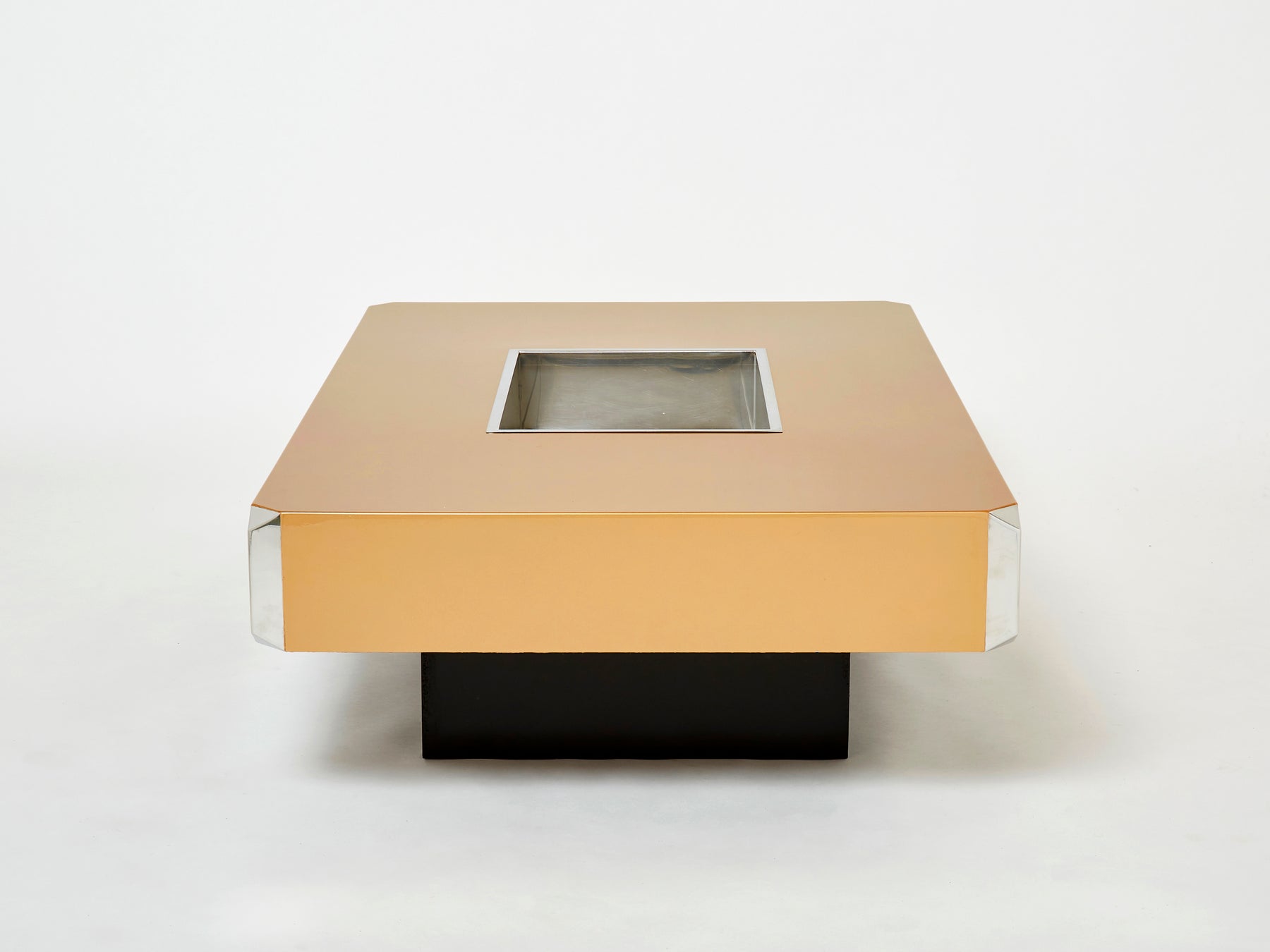 Willy Rizzo lacquer and chrome bar coffee table Alveo 1970s
