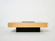 Willy Rizzo lacquer and chrome bar coffee table Alveo 1970s