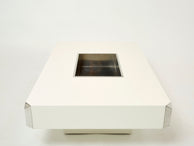 Table basse de Willy Rizzo modèle Alveo laquée blanche chrome 1970 