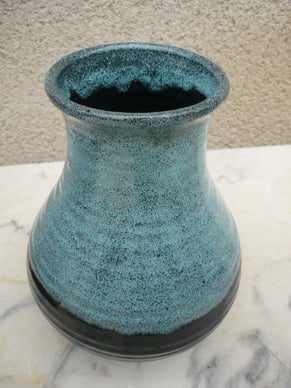Mid Century French Accolay Pottery turquoise ceramic vase 1960s